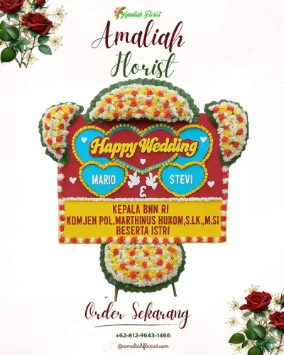 Karangan Papan Bunga Pernikahan di Sukomarto